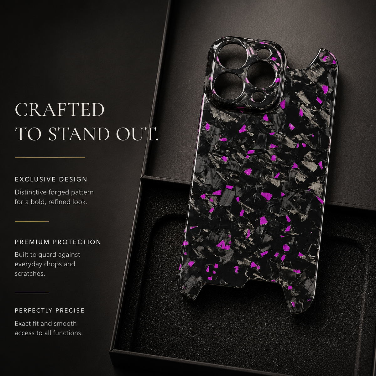 Premium iPhone Case Real Glossy Forged Carbon Fiber Ultra Thin Lightweight Slim Half Wrapped Protective Cover
