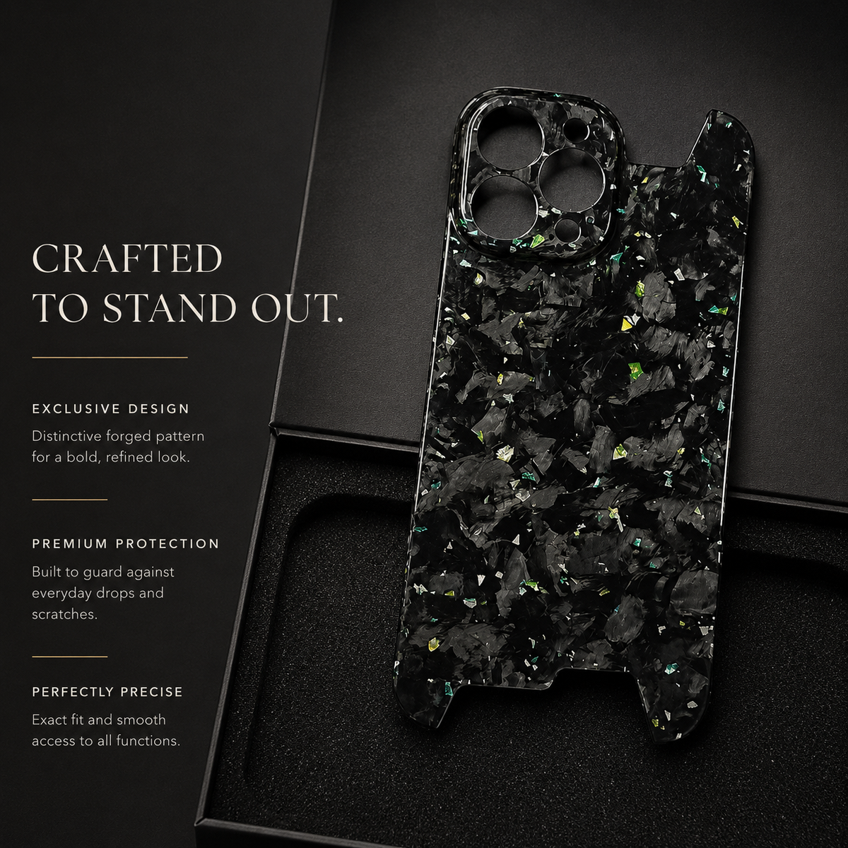 Premium iPhone Case Real Glossy Forged Carbon Fiber Ultra Thin Lightweight Slim Half Wrapped Protective Cover