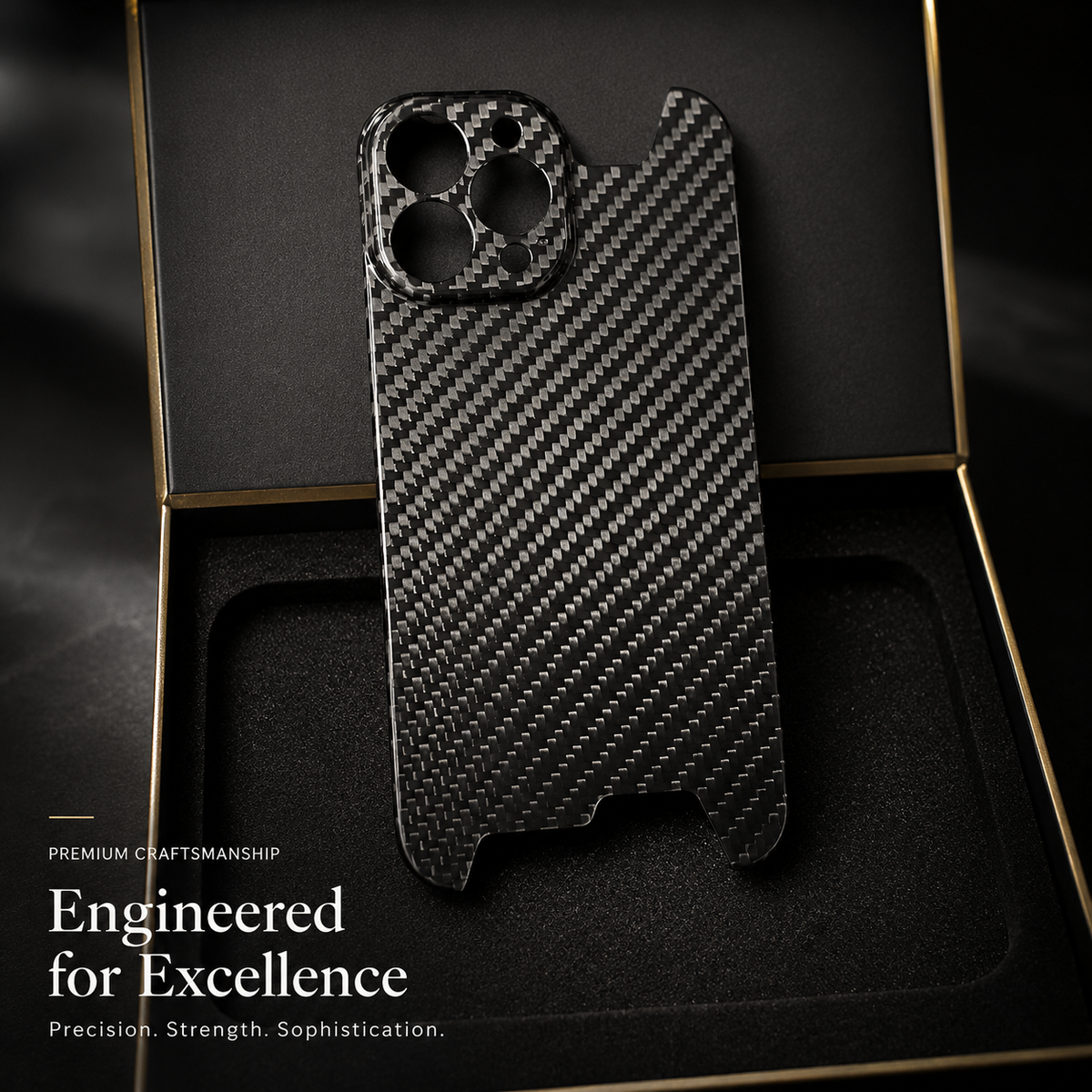 Premium iPhone Case Real Glossy Forged Carbon Fiber Ultra Thin Lightweight Slim Half Wrapped Protective Cover