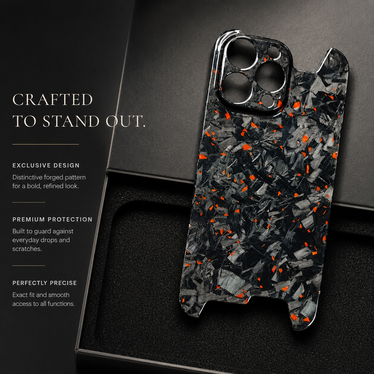 Premium iPhone Case Real Glossy Forged Carbon Fiber Ultra Thin Lightweight Slim Half Wrapped Protective Cover