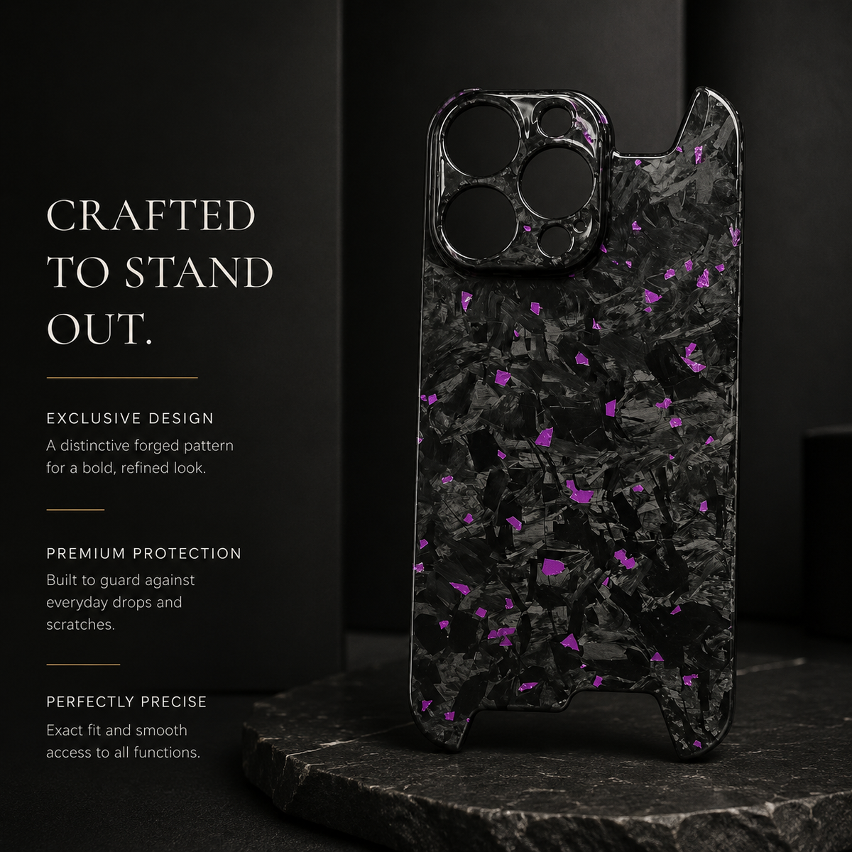 Premium iPhone Case Real Glossy Forged Carbon Fiber Ultra Thin Lightweight Slim Half Wrapped Protective Cover