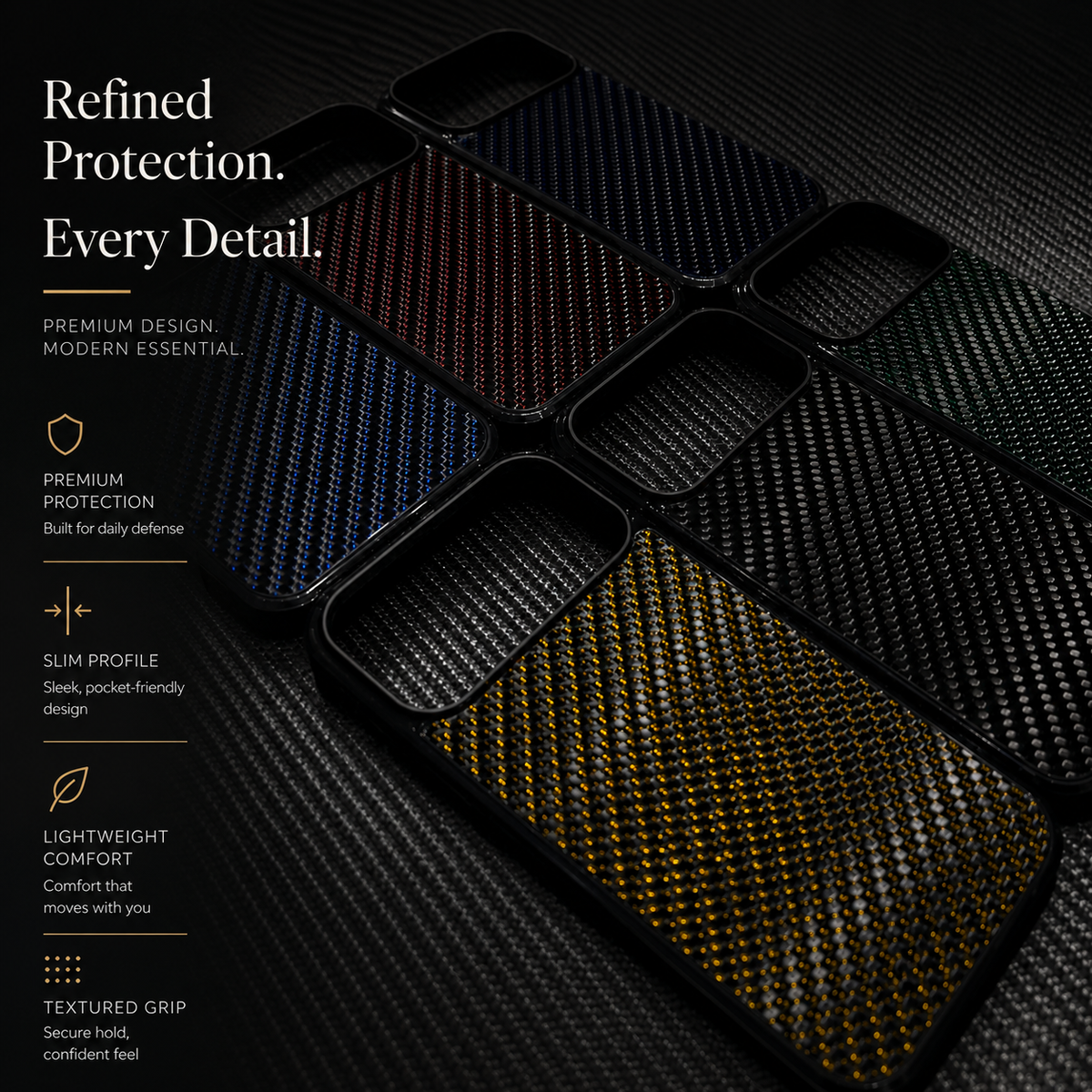 Premium iPhone Case Real Woven Carbon Fiber MagSafe Cover Shockproof Dual Layer Lightweight Non Slip Full Coverage Protective Case