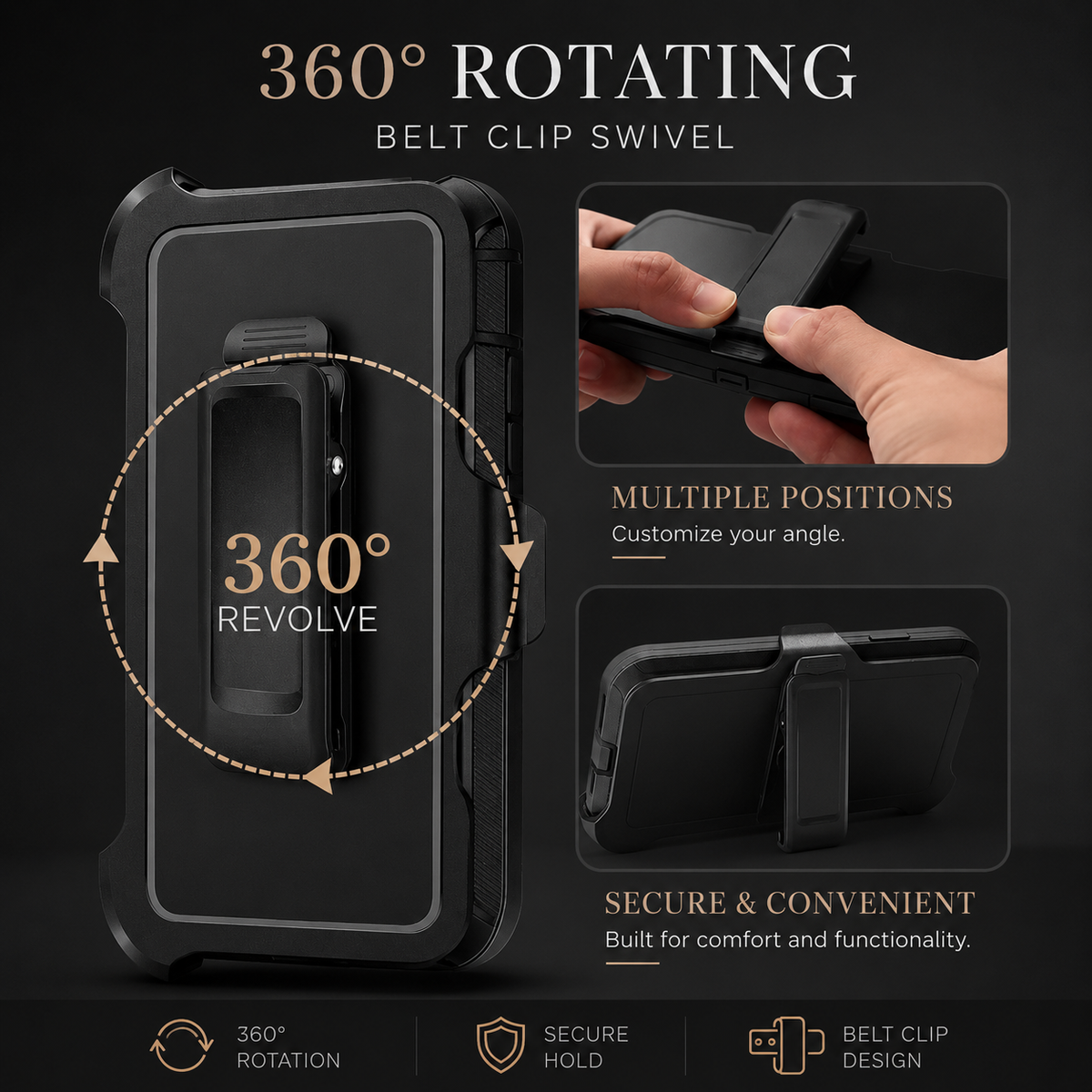 Premium iPhone Case Rugged Defender Protective Cover Shockproof Armor Dual Layer Belt Clip Full Port Protection