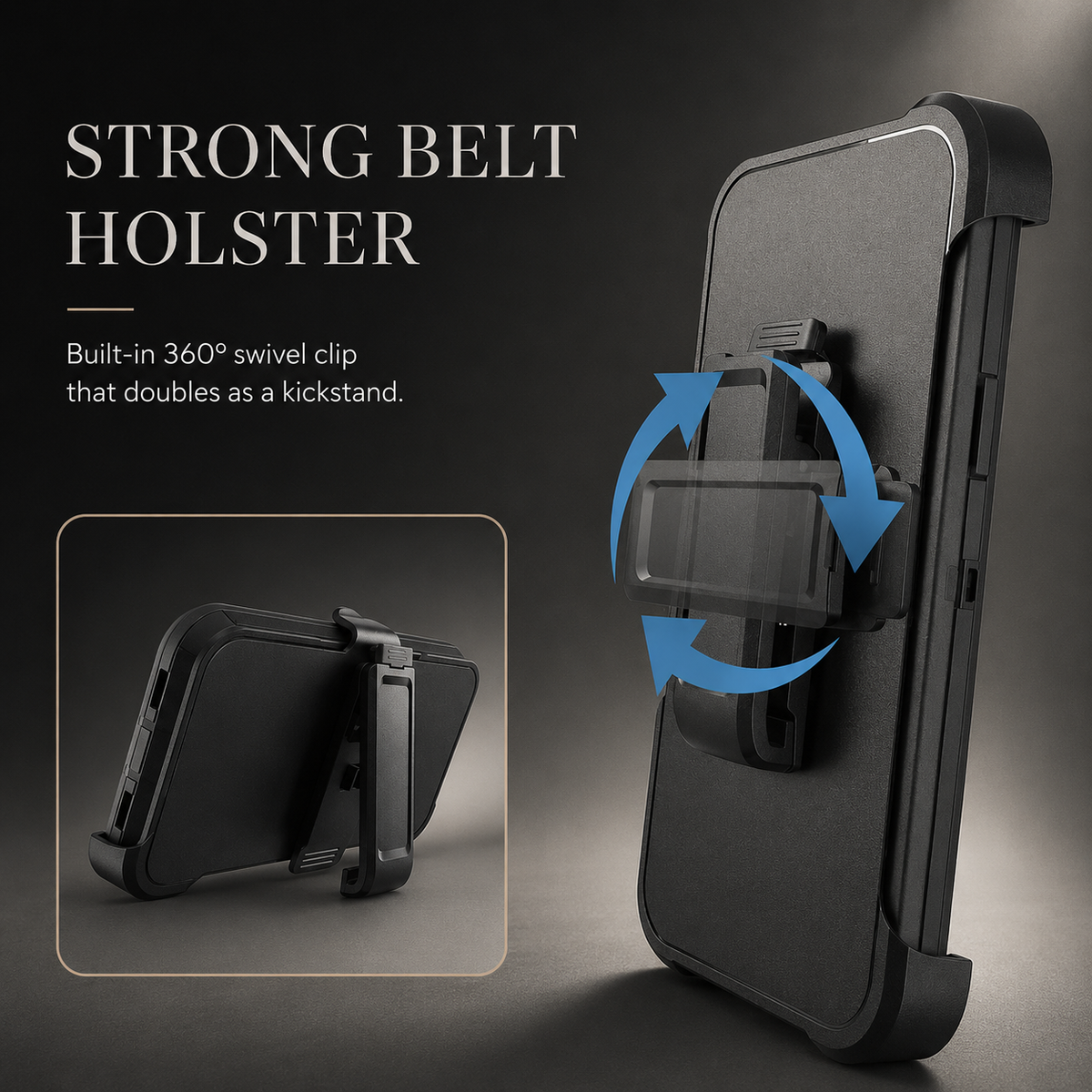 Premium iPhone Case Rugged Defender Protective Cover Shockproof Armor Dual Layer Belt Clip Full Port Protection