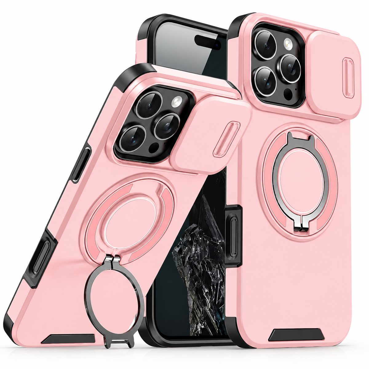 Premium iPhone Case Rugged Magnetic Armor Protective Cover Slide Camera Protection Shockproof PC TPU Anti Fingerprint Full Coverage