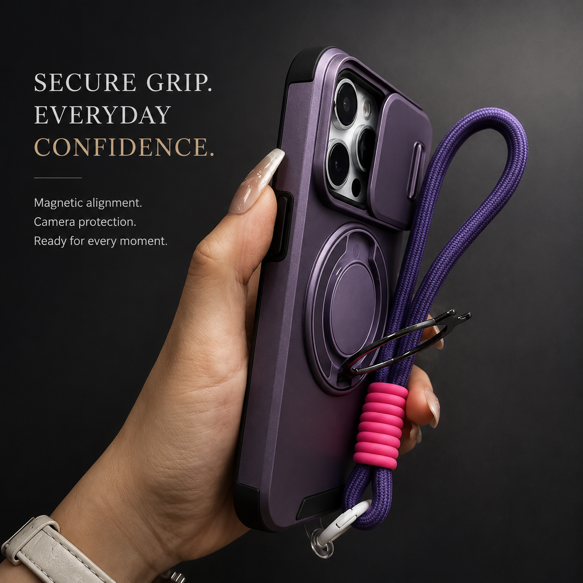 Premium iPhone Case Rugged Magnetic Armor Protective Cover Slide Camera Protection Shockproof PC TPU Anti Fingerprint Full Coverage