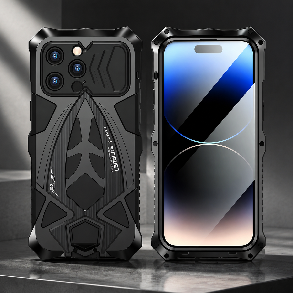 Premium iPhone Case Rugged Metal Frame Armor Cover Shockproof Impact Resistant Anti Scratch Dustproof Full Edge Protection