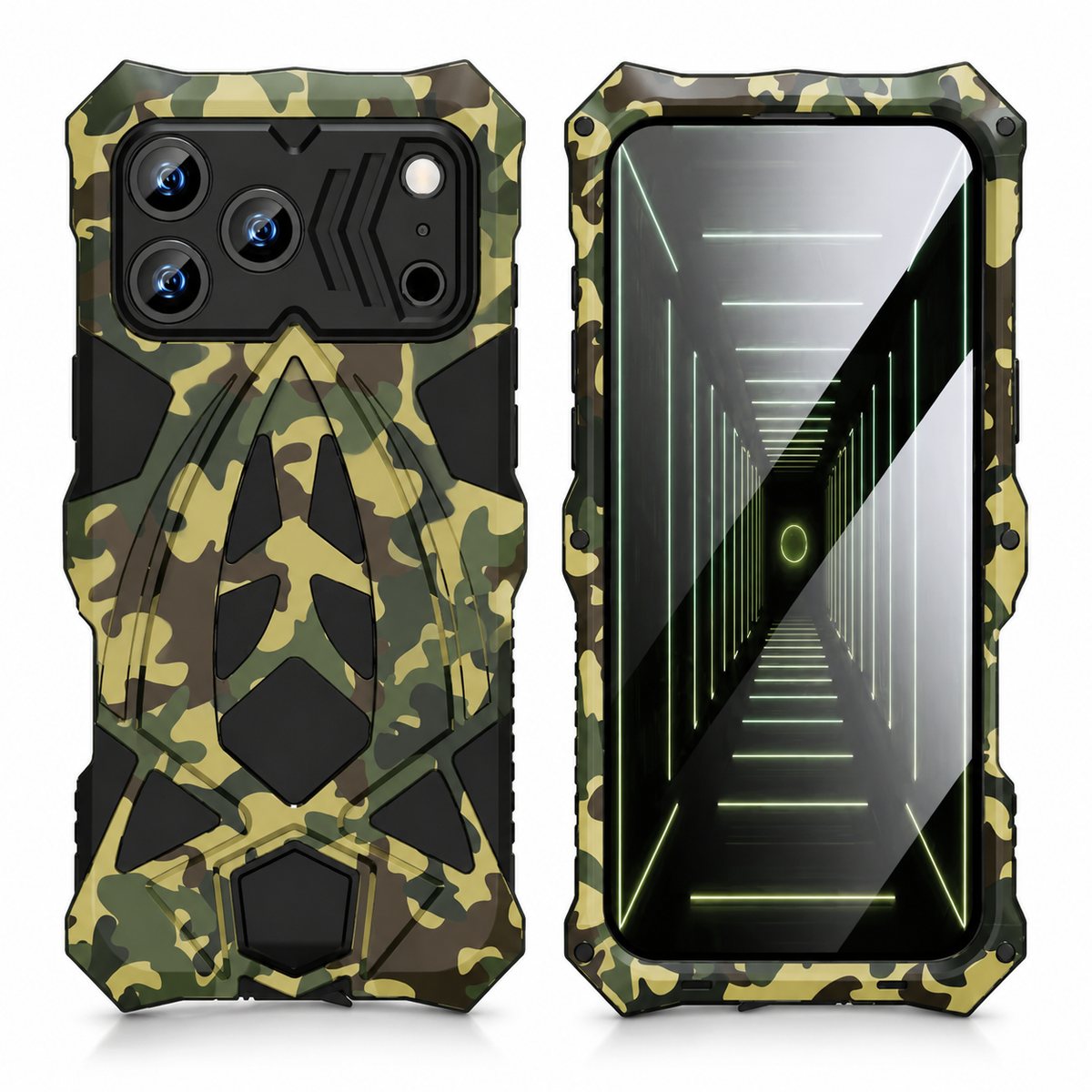 Premium iPhone Case Rugged Metal Frame Armor Cover Shockproof Impact Resistant Anti Scratch Dustproof Full Edge Protection