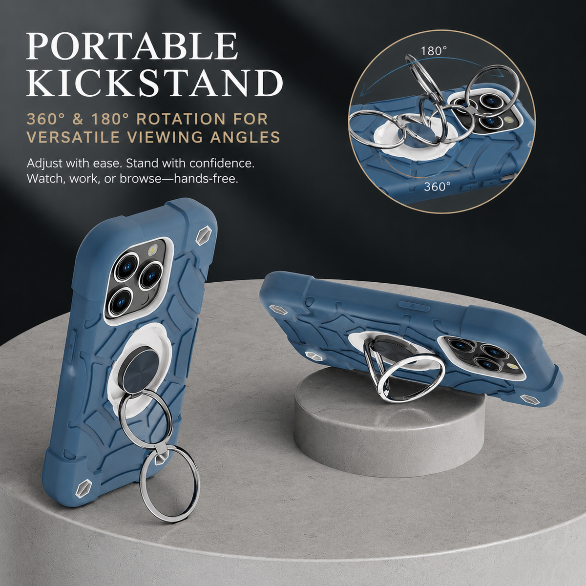Premium iPhone Case Rugged Military Grade Protective Cover Dual Layer Shockproof Armor Ring Holder Full Protection
