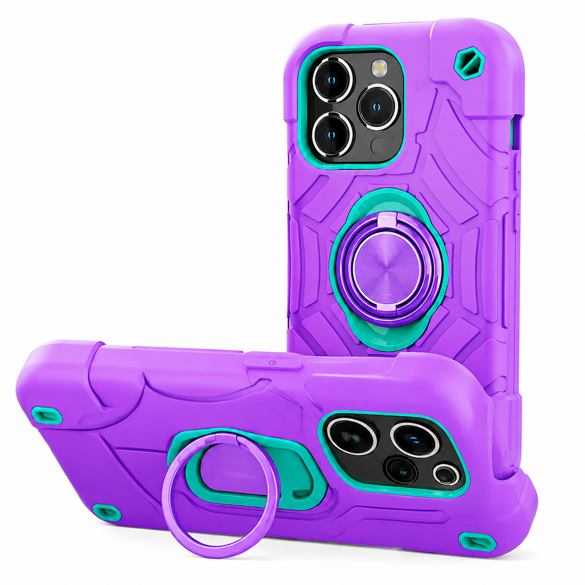 Premium iPhone Case Rugged Military Grade Protective Cover Dual Layer Shockproof Armor Ring Holder Full Protection