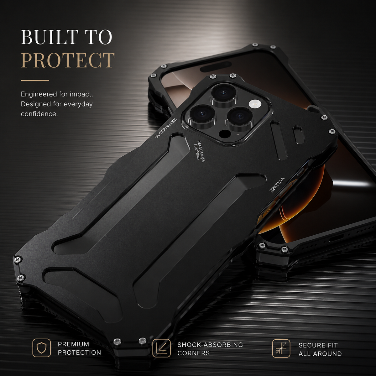 Premium iPhone Case Slim Aluminum Metal Shockproof Cover Anti Scratch Hard Back Non Slip Heavy Duty Protective Case