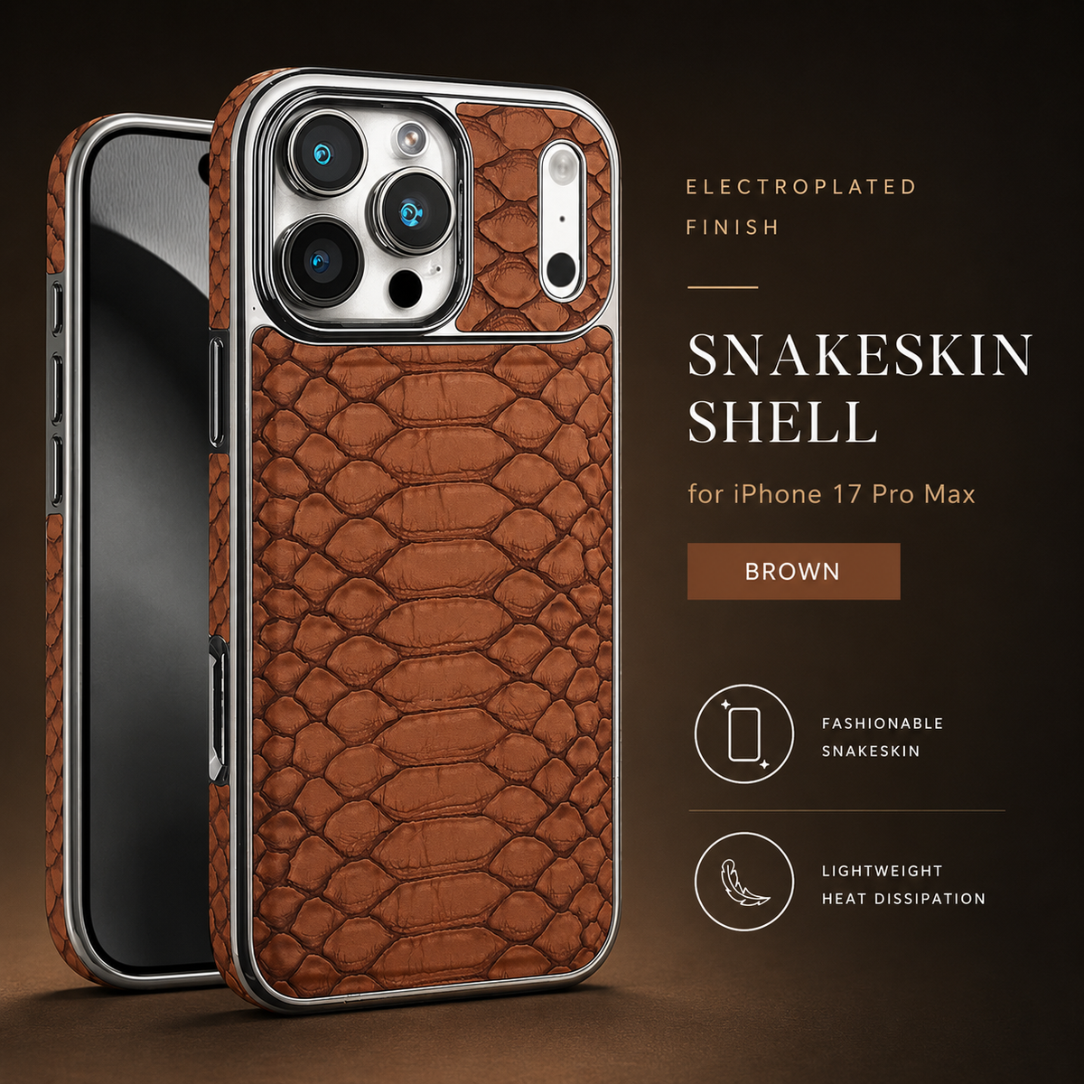 Premium iPhone Case Snake Pattern Leather Cover Soft Flannel Lining Protective Fashion Case