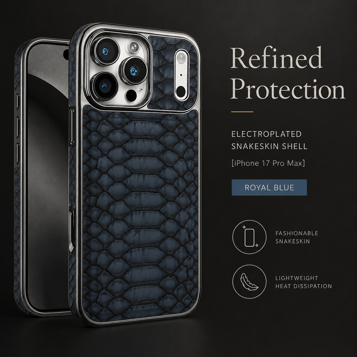Premium iPhone Case Snake Pattern Leather Cover Soft Flannel Lining Protective Fashion Case