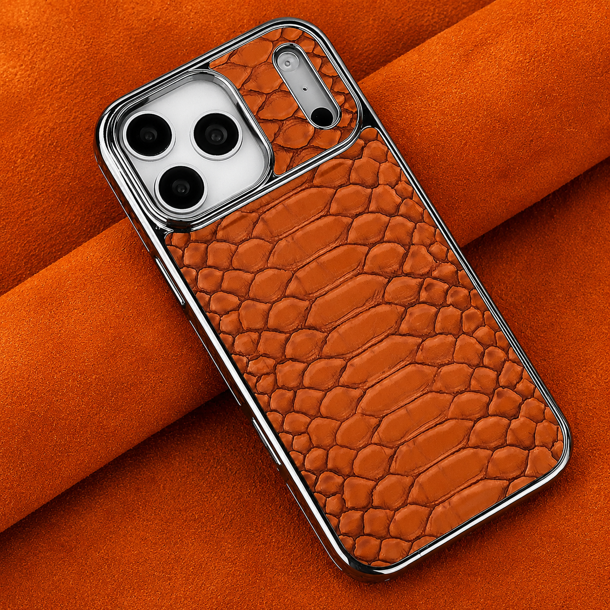 Premium iPhone Case Snake Pattern Leather Cover Soft Flannel Lining Protective Fashion Case