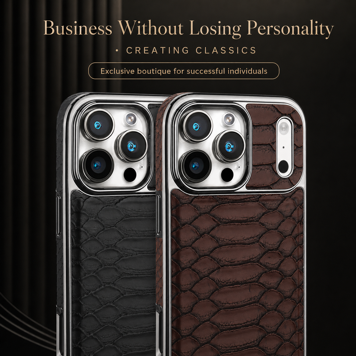 Premium iPhone Case Snake Pattern Leather Cover Soft Flannel Lining Protective Fashion Case
