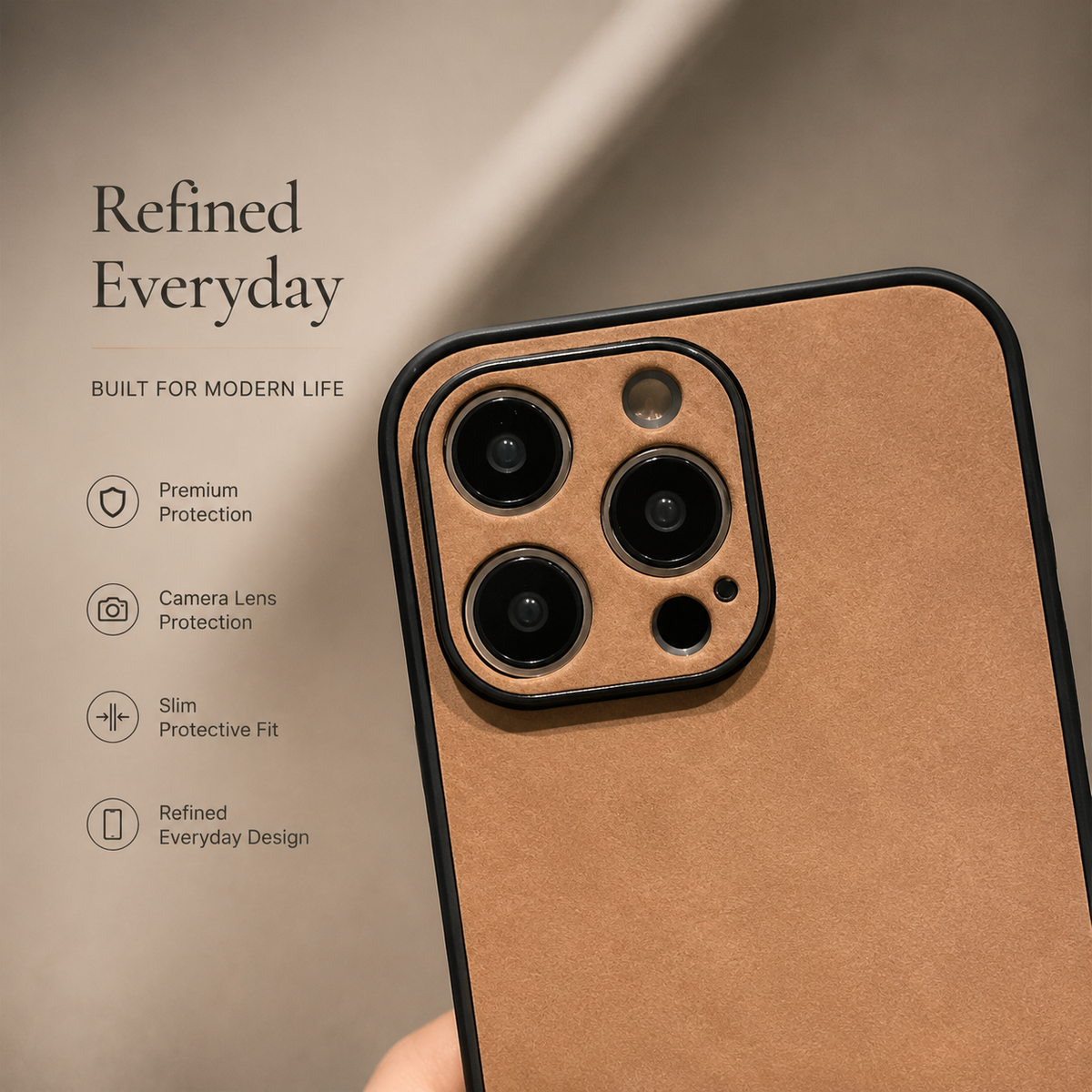 Premium iPhone Case Suede Leather Electroplated Cover Ultra Thin Shockproof Non Slip Camera Protection Full Coverage