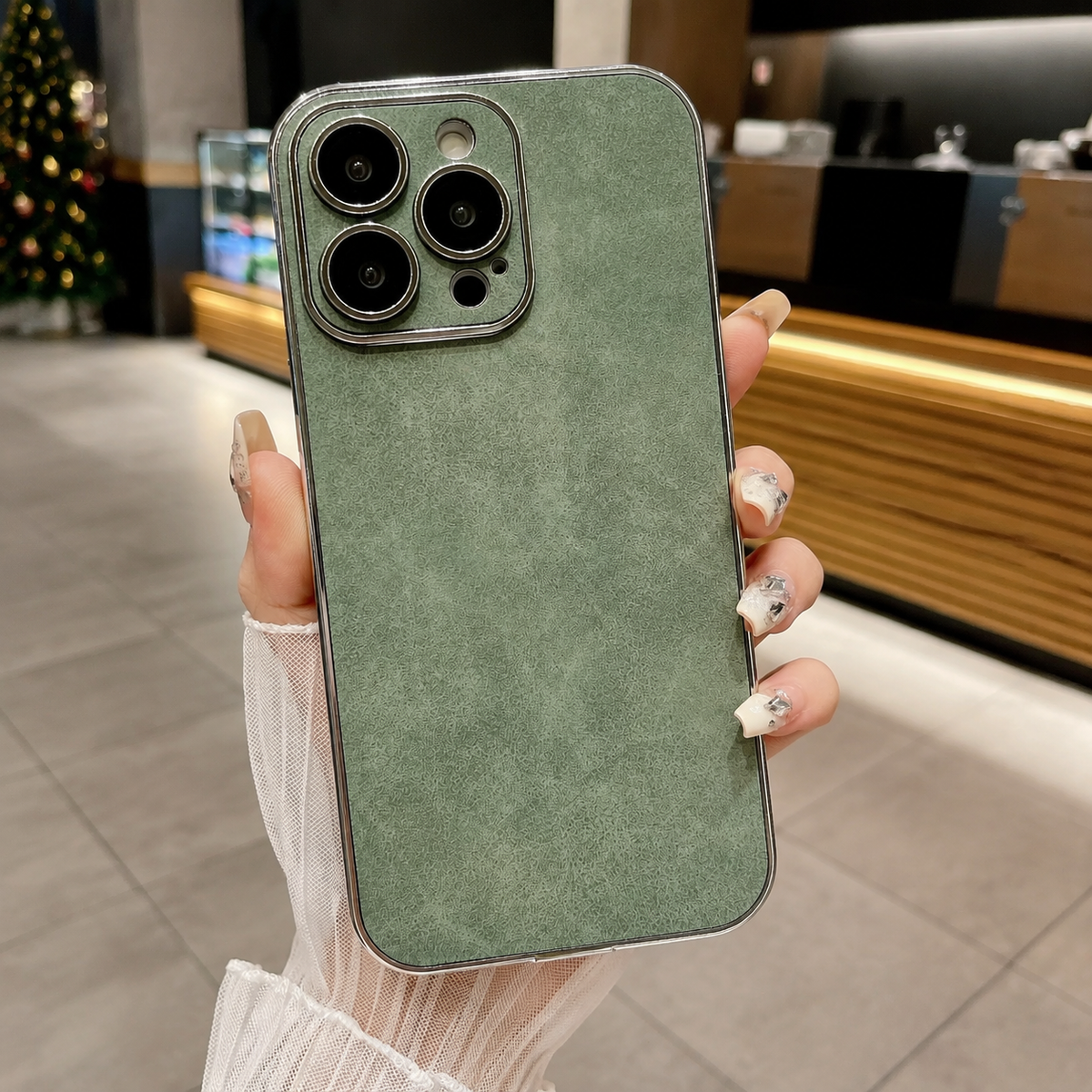 Premium iPhone Case Suede Leather Electroplated Cover Ultra Thin Shockproof Non Slip Camera Protection Full Coverage