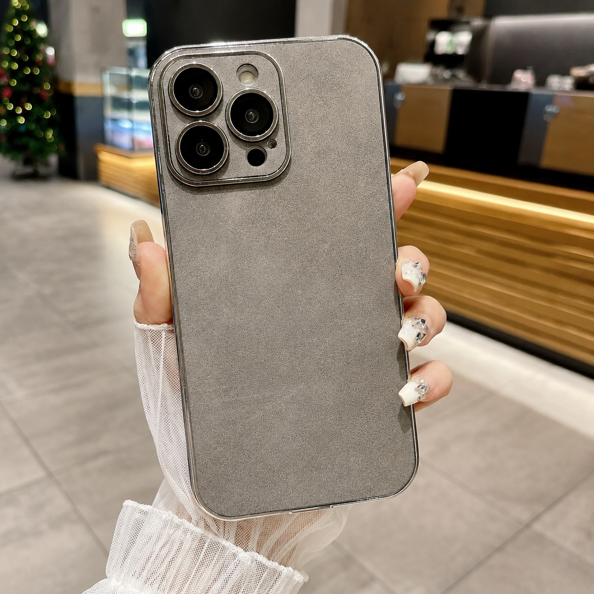Premium iPhone Case Suede Leather Electroplated Cover Ultra Thin Shockproof Non Slip Camera Protection Full Coverage