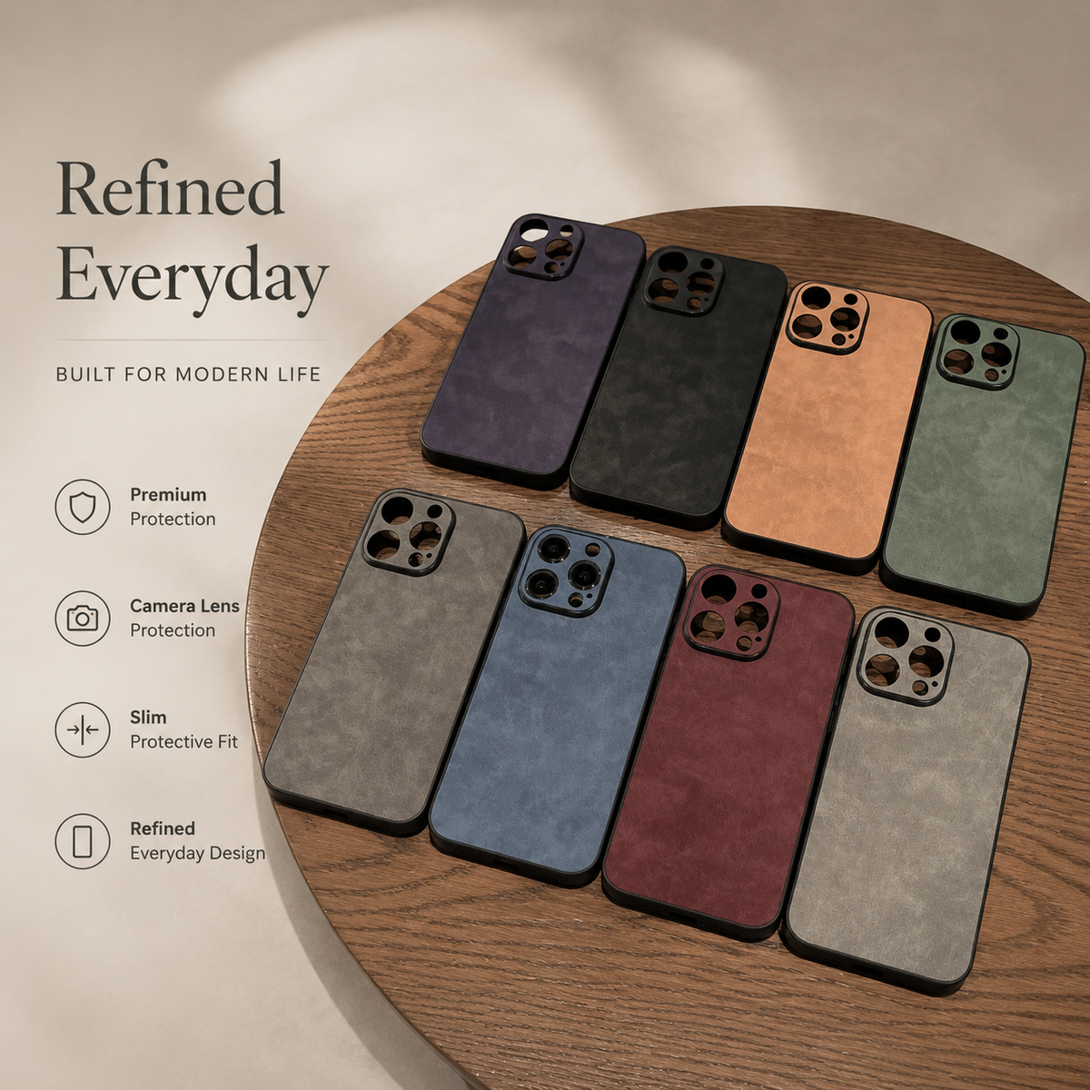 Premium iPhone Case Suede Leather Electroplated Cover Ultra Thin Shockproof Non Slip Camera Protection Full Coverage