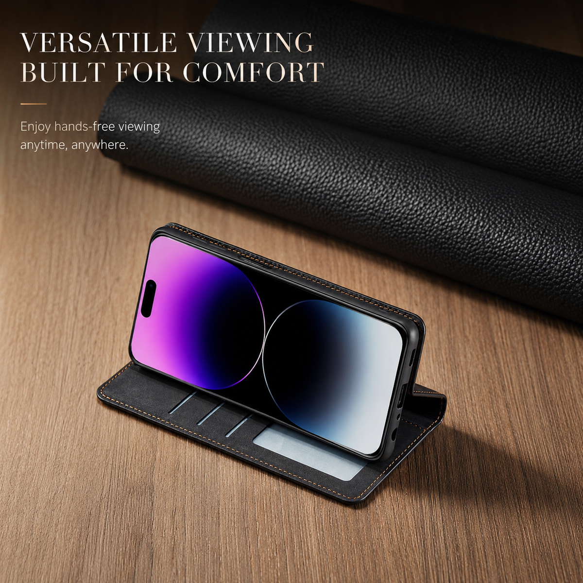 Premium iPhone Case Suede Leather Wallet Flip Cover Card Holder Magnetic Closure Full Body Protection