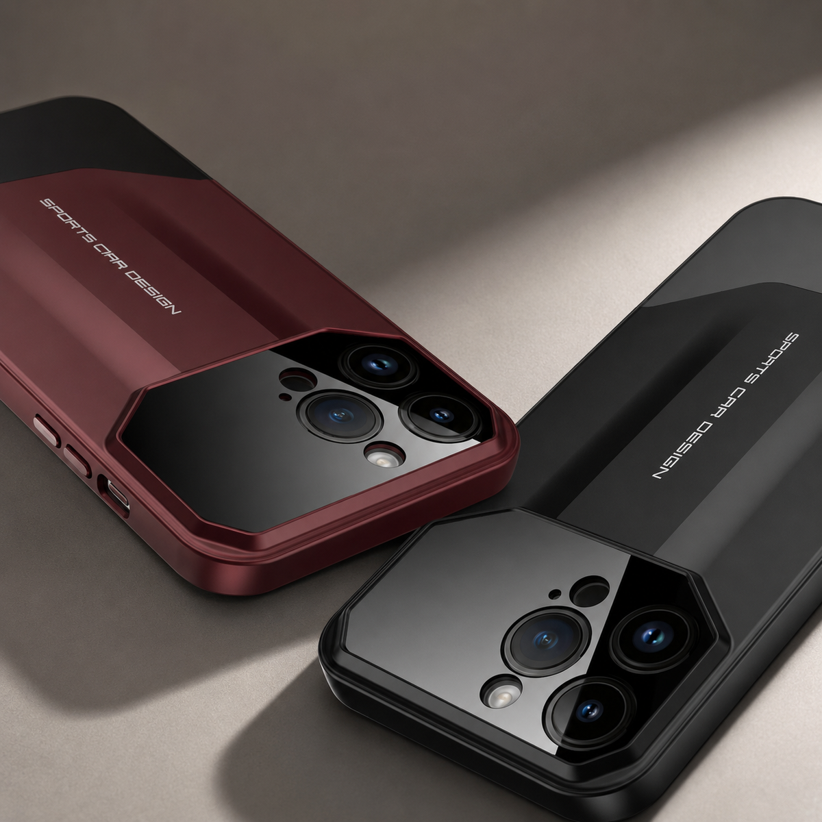 Premium iPhone Case Supercar Design Shockproof Hard PC Cover Camera Protection Luxury Protective Case