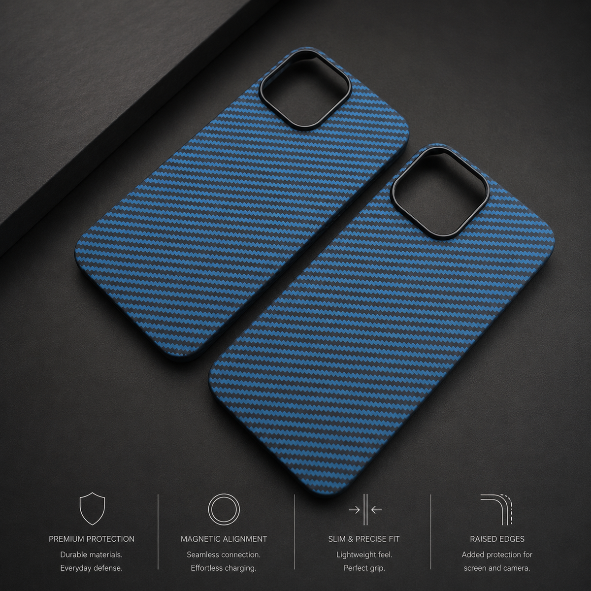 Premium iPhone Case Thin Aramid Fiber MagSafe Cover Ultra Lightweight Carbon Texture Half Wrapped Protective Case