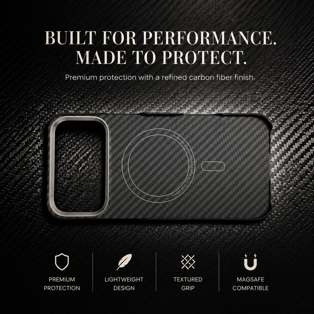 Premium iPhone Case Thin Aramid Fiber MagSafe Cover Ultra Lightweight Carbon Texture Half Wrapped Protective Case