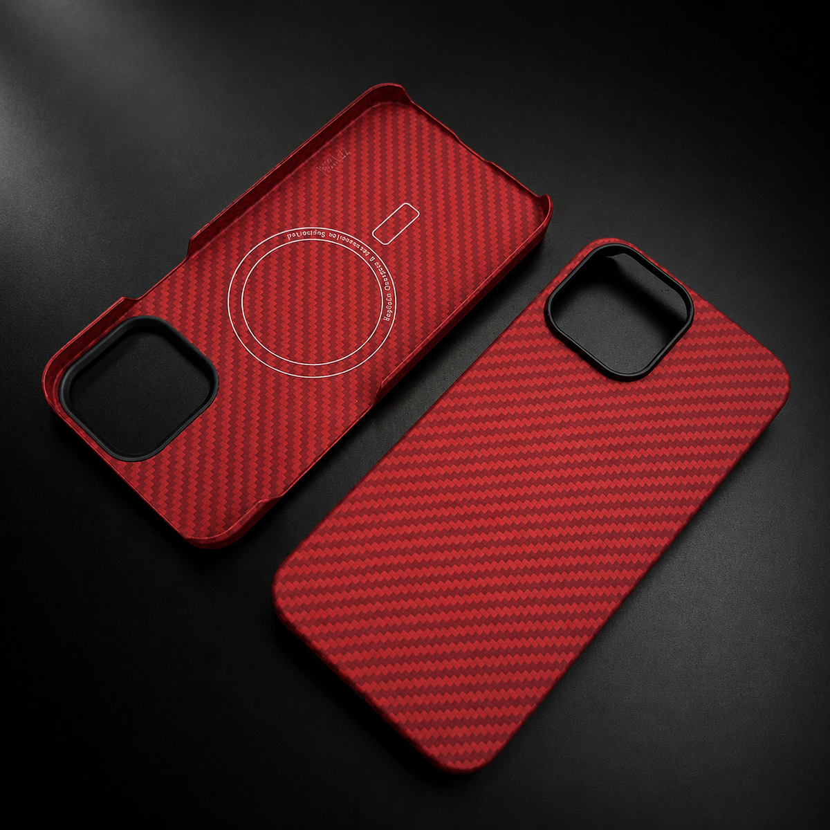 Premium iPhone Case Thin Aramid Fiber MagSafe Cover Ultra Lightweight Carbon Texture Half Wrapped Protective Case