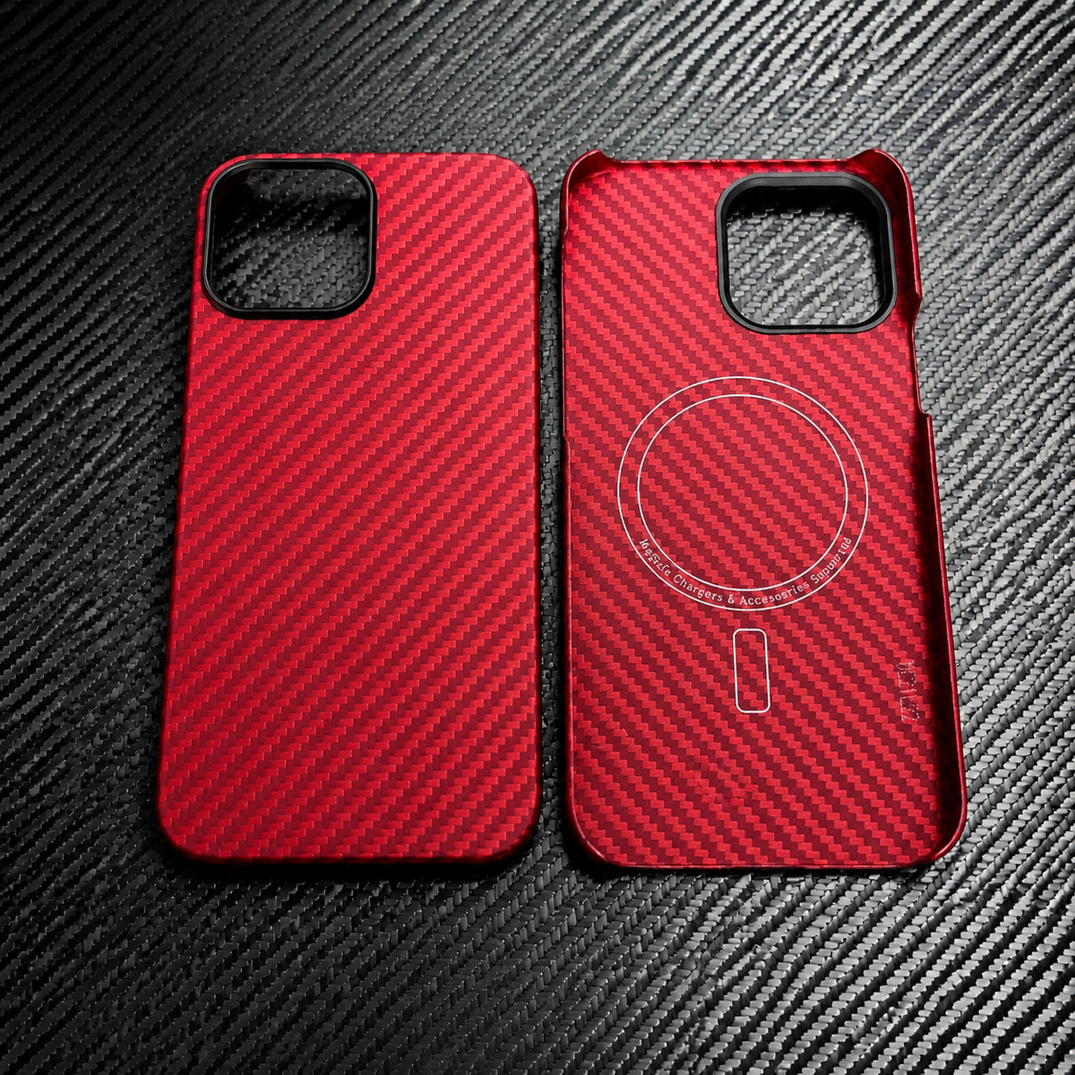 Premium iPhone Case Thin Aramid Fiber MagSafe Cover Ultra Lightweight Carbon Texture Half Wrapped Protective Case
