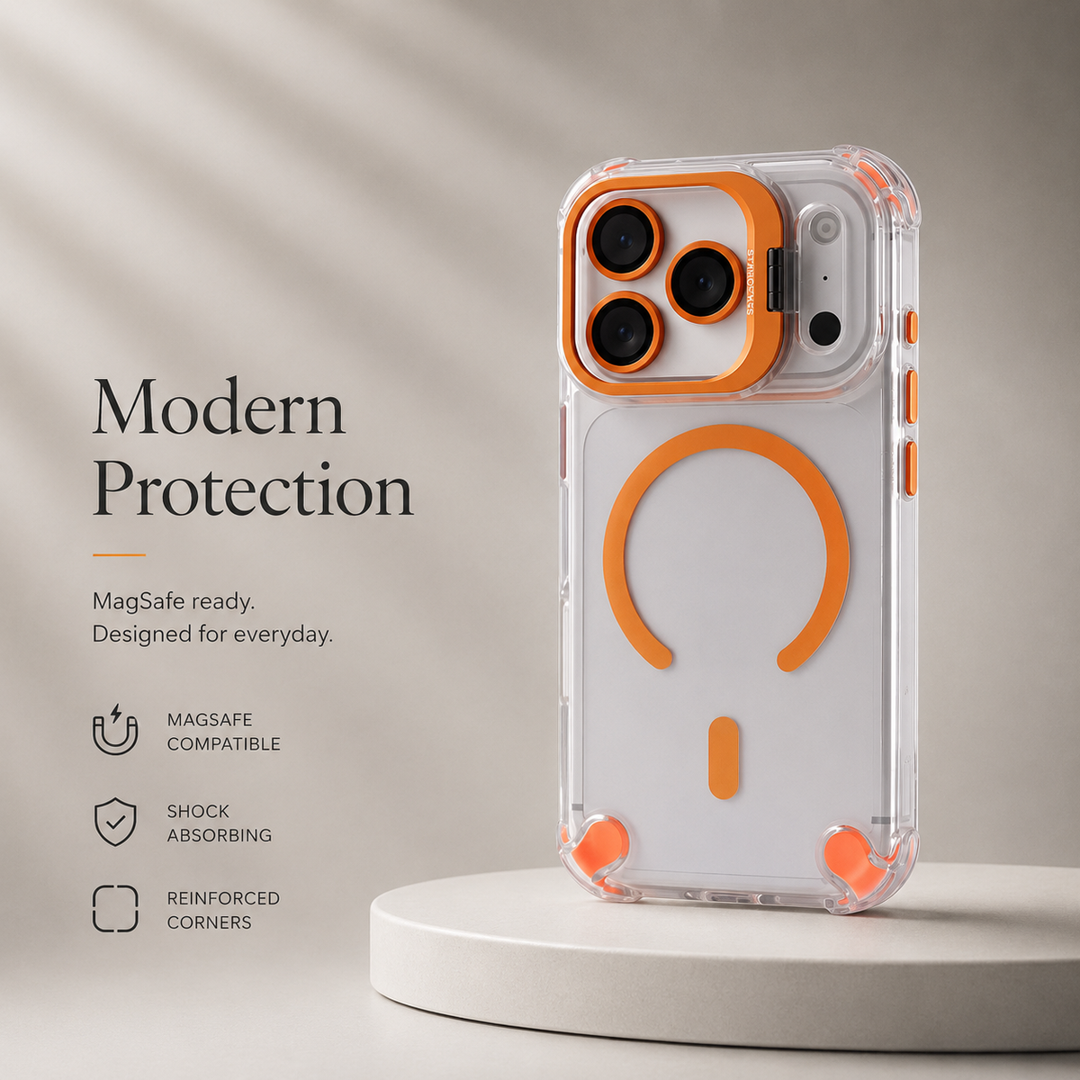 Premium iPhone Case Transparent Magnetic Shockproof Cover Glass Lens Protector Stand Holder Full Coverage Protective Case