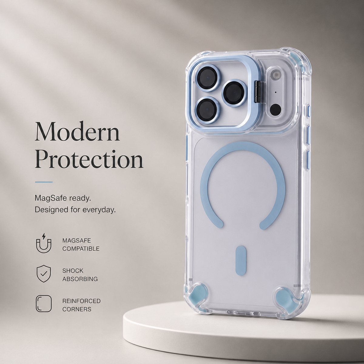 Premium iPhone Case Transparent Magnetic Shockproof Cover Glass Lens Protector Stand Holder Full Coverage Protective Case