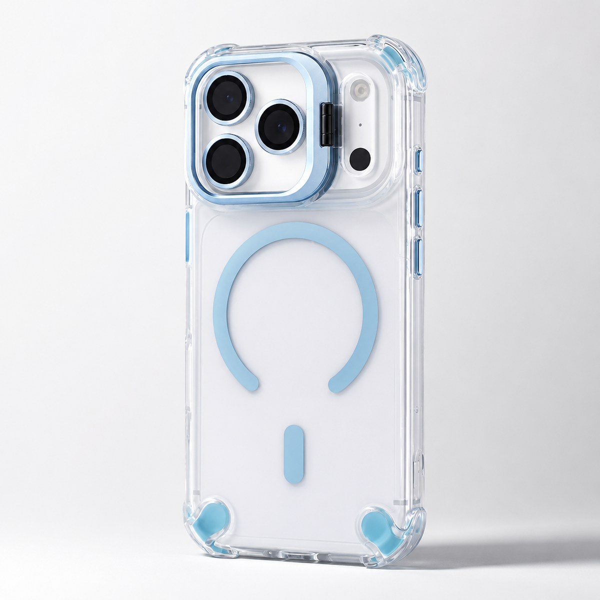 Premium iPhone Case Transparent Magnetic Shockproof Cover Glass Lens Protector Stand Holder Full Coverage Protective Case