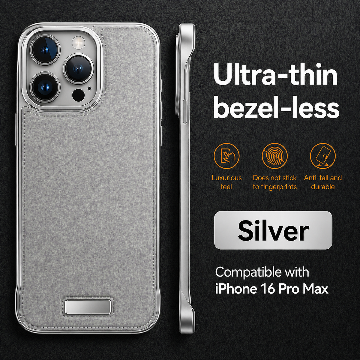 Premium iPhone Case Ultra Thin Borderless PU Leather Magnetic Shockproof Cover with Metal Lens Frame Non Slip Matte Protective Design