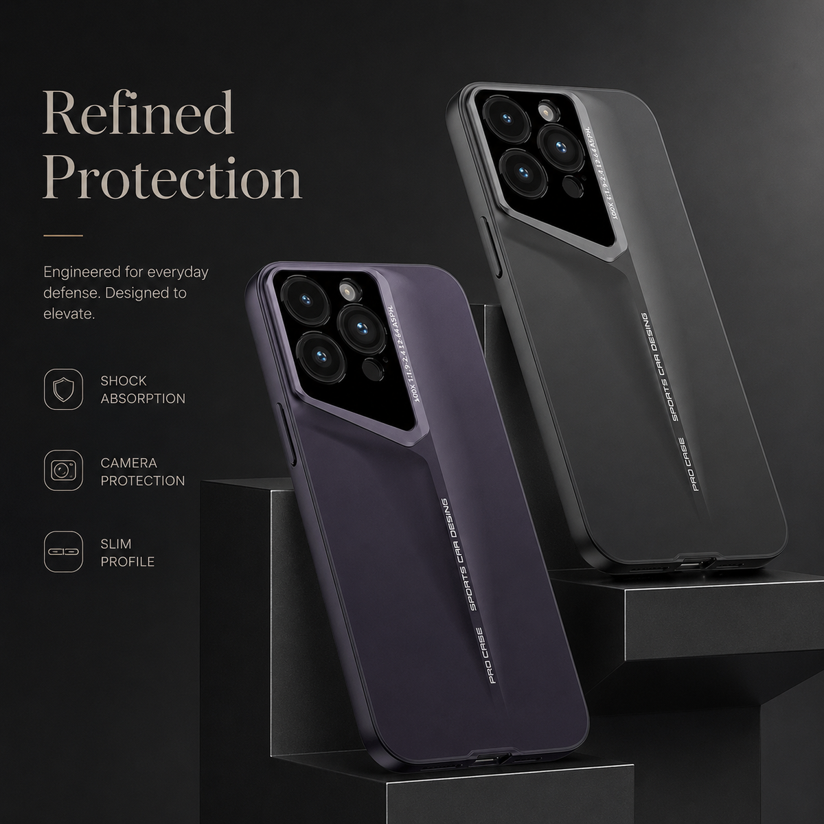 Premium iPhone Case Ultra Thin Titanium Blade Cover Shockproof Lens Protection Lightweight PC Protective Case