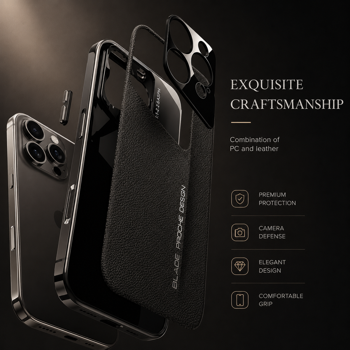 Premium iPhone Case Ultra Thin Titanium Style Cover Shockproof Lens Protection Non Slip Lightweight Protective Case