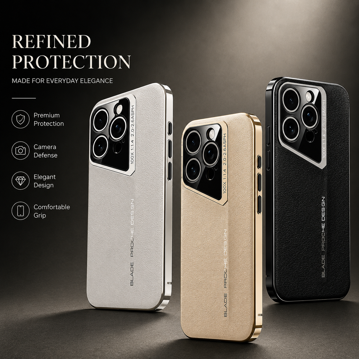 Premium iPhone Case Ultra Thin Titanium Style Cover Shockproof Lens Protection Non Slip Lightweight Protective Case