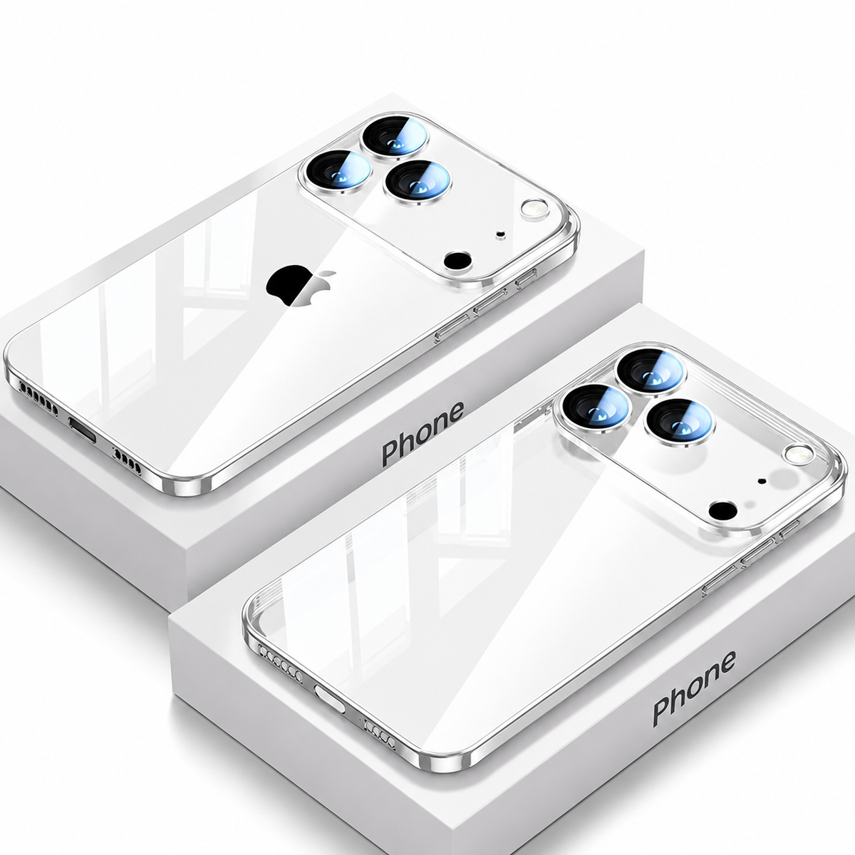 Premium iPhone Case Ultra Thin Transparent TPU Cover Full Lens Protection Shockproof Anti Fingerprint Non Slip Design