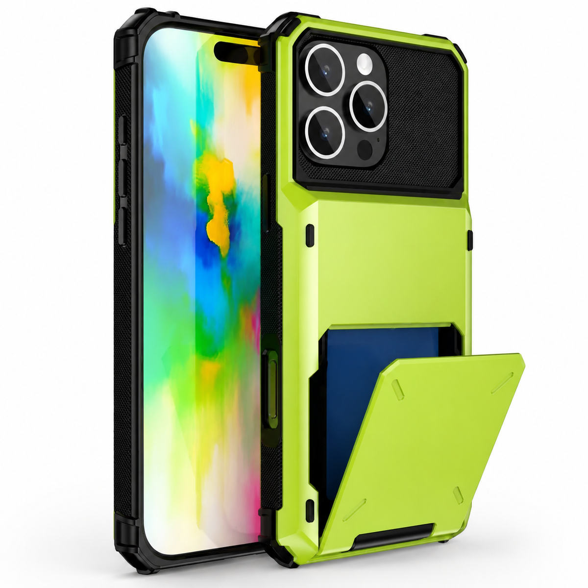 Premium iPhone Case Wallet Card Holder Hidden Flip Door 5 Card Slot Shockproof Protective Cover Scratch Resistant Dual Layer Full Coverage