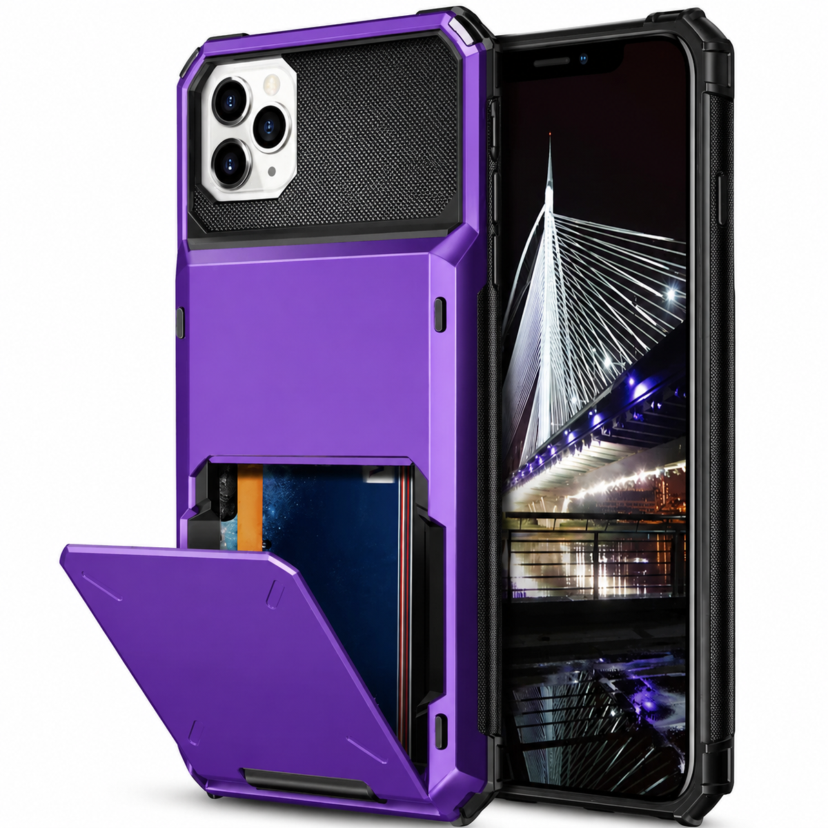 Premium iPhone Case Wallet Card Holder Hidden Flip Door 5 Card Slot Shockproof Protective Cover Scratch Resistant Dual Layer Full Coverage
