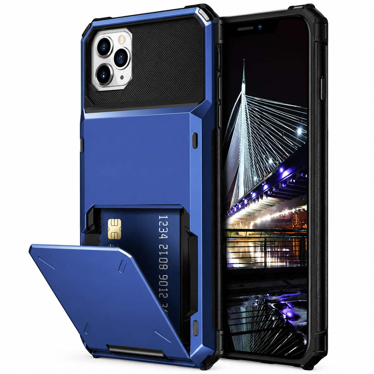 Premium iPhone Case Wallet Card Holder Hidden Flip Door 5 Card Slot Shockproof Protective Cover Scratch Resistant Dual Layer Full Coverage