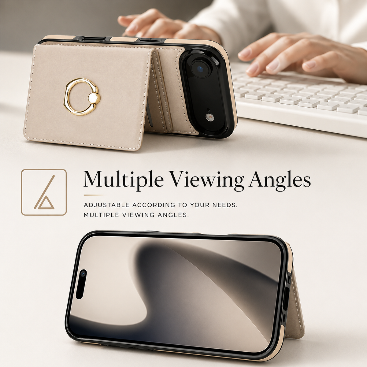 Premium iPhone Case Wallet Cover Card Holder 360 Rotating Ring Kickstand Magnetic Clasp Shockproof Full Coverage