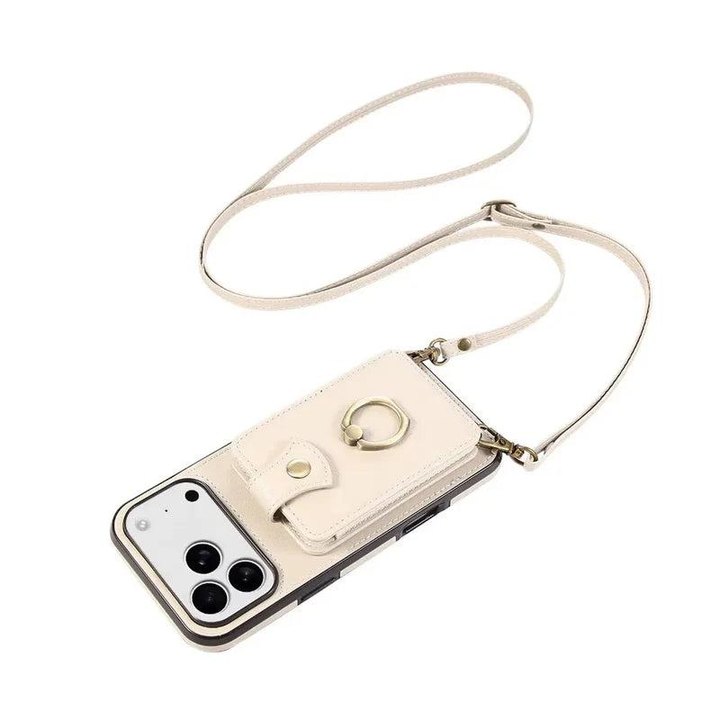 Premium iPhone Case Wallet Cover Card Holder 360 Rotating Ring Kickstand RFID Blocking PU Leather Full Protection