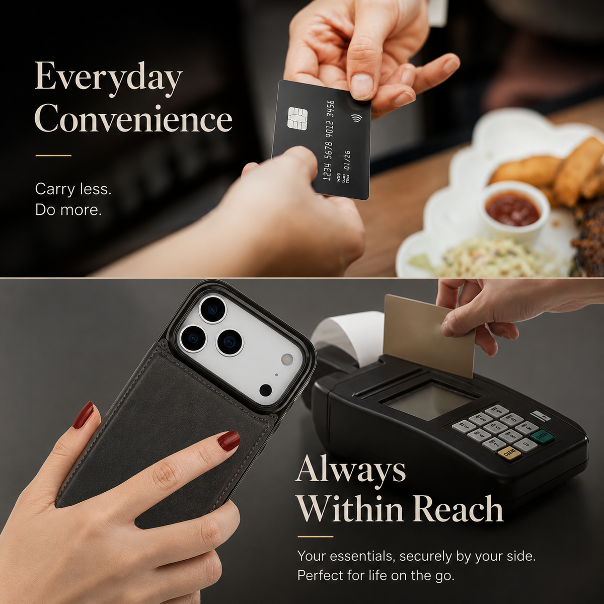 Premium iPhone Case Wallet Cover Card Holder Faux Leather Kickstand Double Magnetic Clasp Shockproof Protection