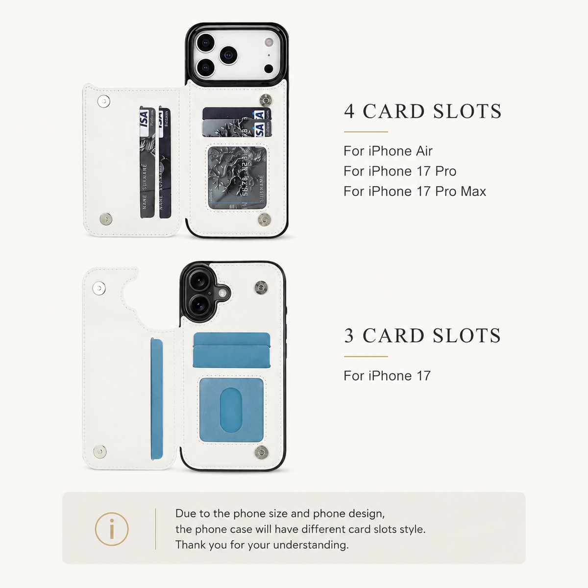Premium iPhone Case Wallet Cover Card Holder Faux Leather Kickstand Double Magnetic Clasp Shockproof Protection