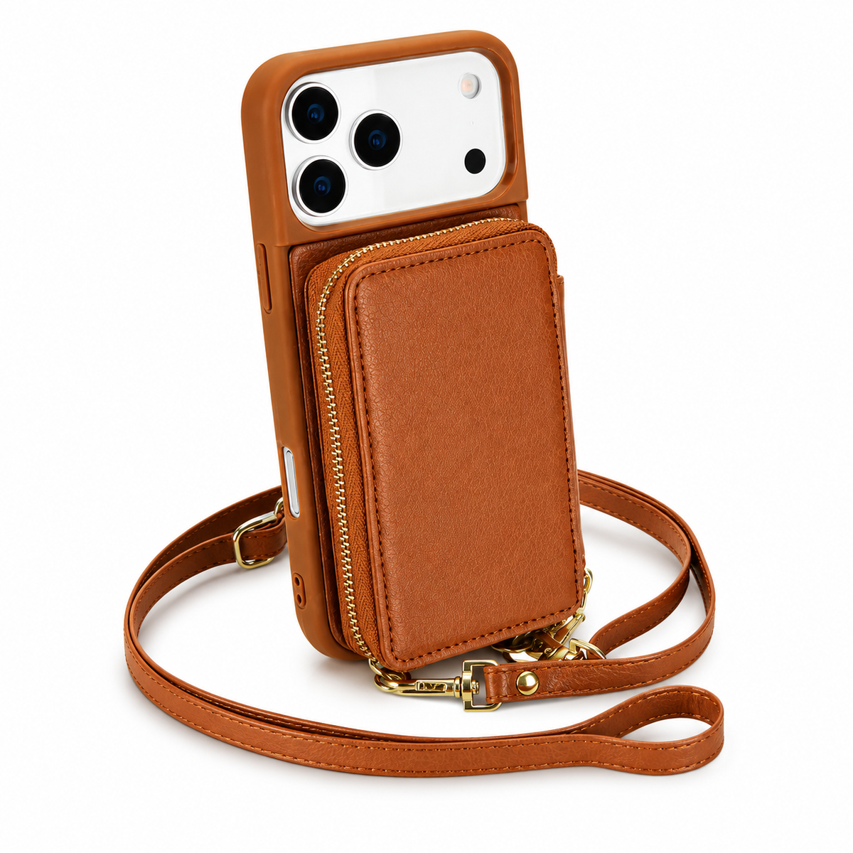 Premium iPhone Case Wallet MagSafe Compatible Crossbody Leather Flip Cover RFID Zipper Protection