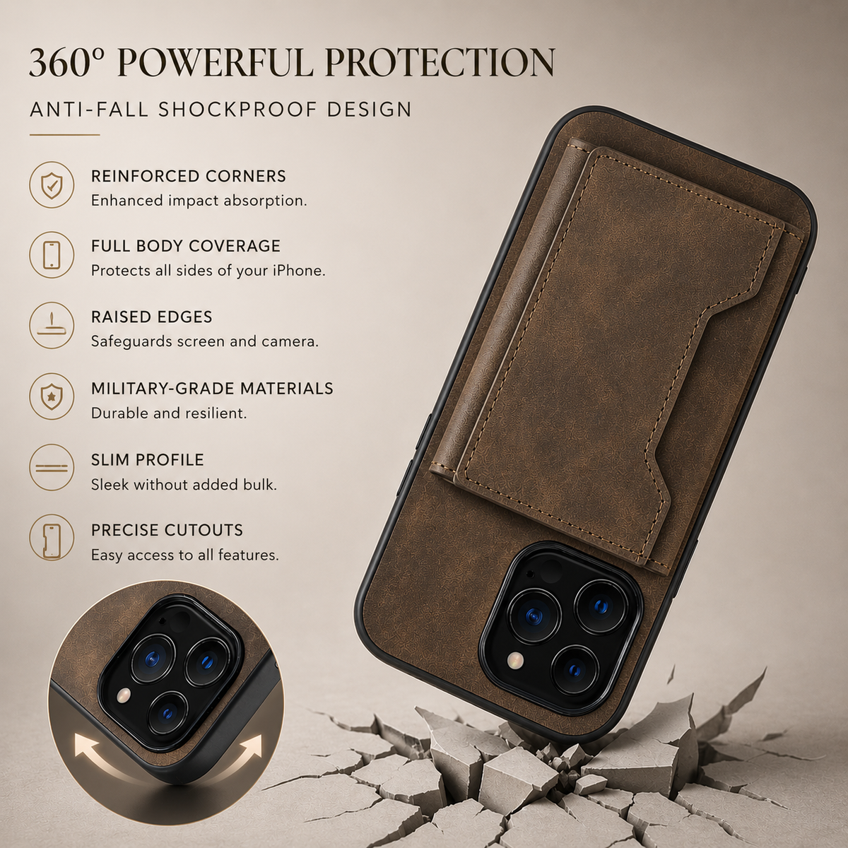Premium iPhone Case Wallet MagSafe Compatible Detachable Leather Flip Cover Card Holder Protection