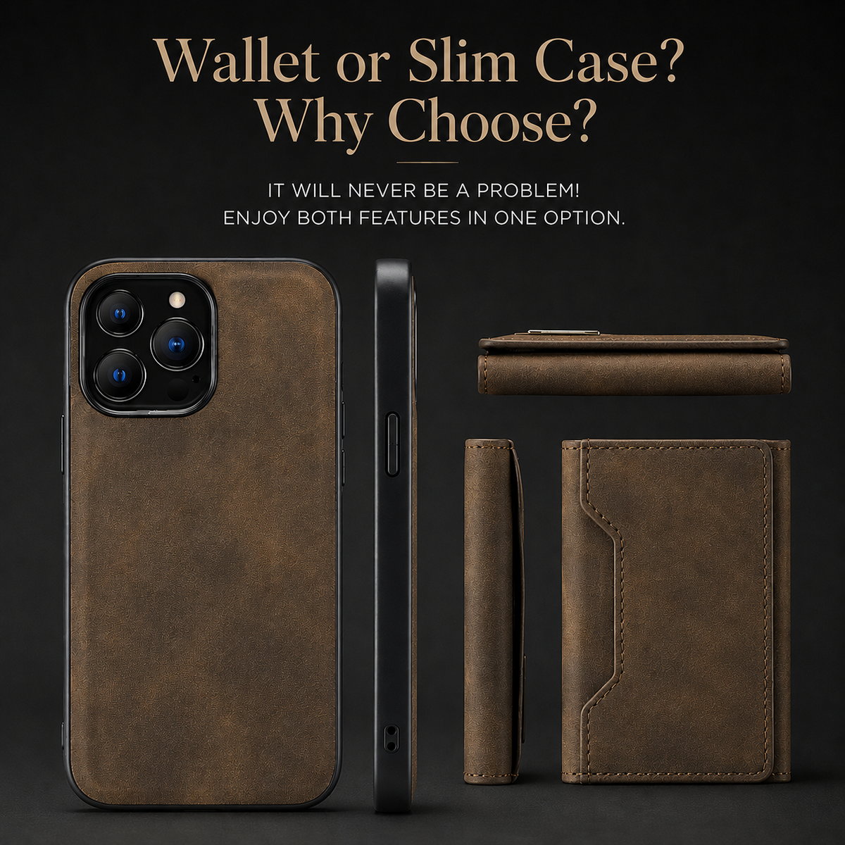 Premium iPhone Case Wallet MagSafe Compatible Detachable Leather Flip Cover Card Holder Protection