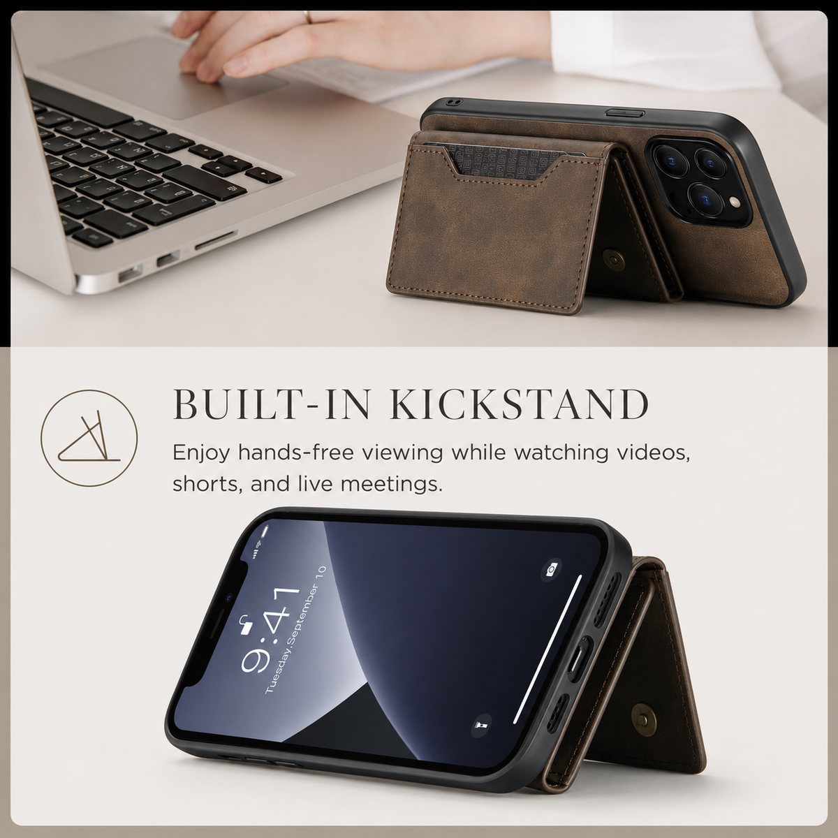 Premium iPhone Case Wallet MagSafe Compatible Detachable Leather Flip Cover Card Holder Protection
