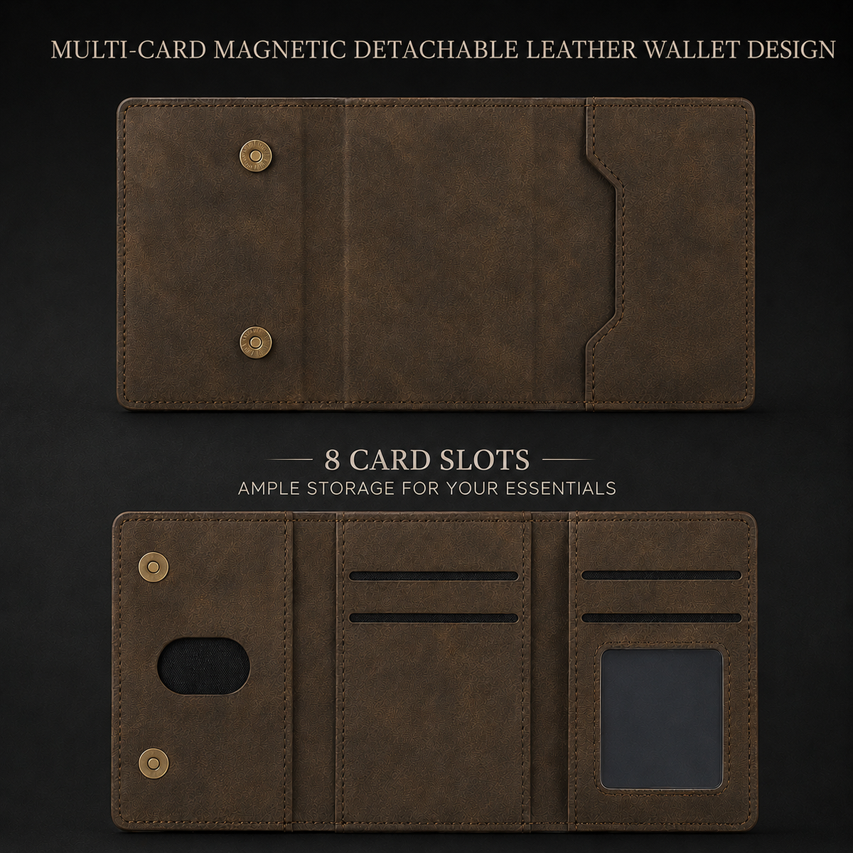Premium iPhone Case Wallet MagSafe Compatible Detachable Leather Flip Cover Card Holder Protection