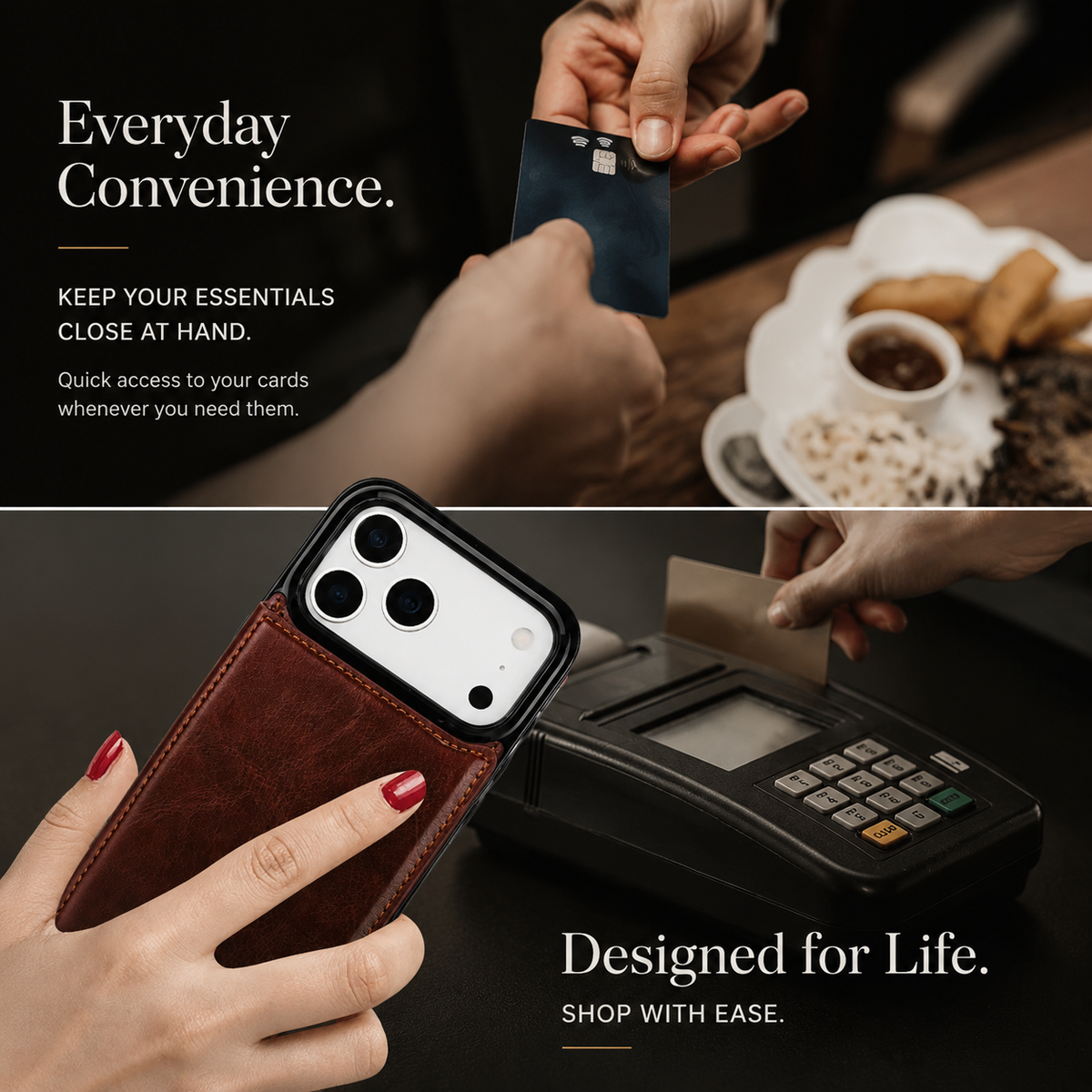 Premium iPhone Case Wallet MagSafe Compatible Faux Leather Cover Card Holder Kickstand Protection